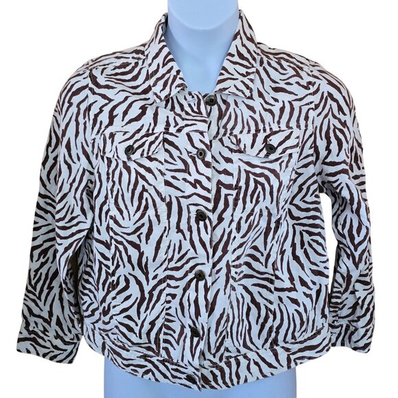 Saint Tropez West Zebra Print Linen Jacket animal print beach nautical - Picture 1 of 7
